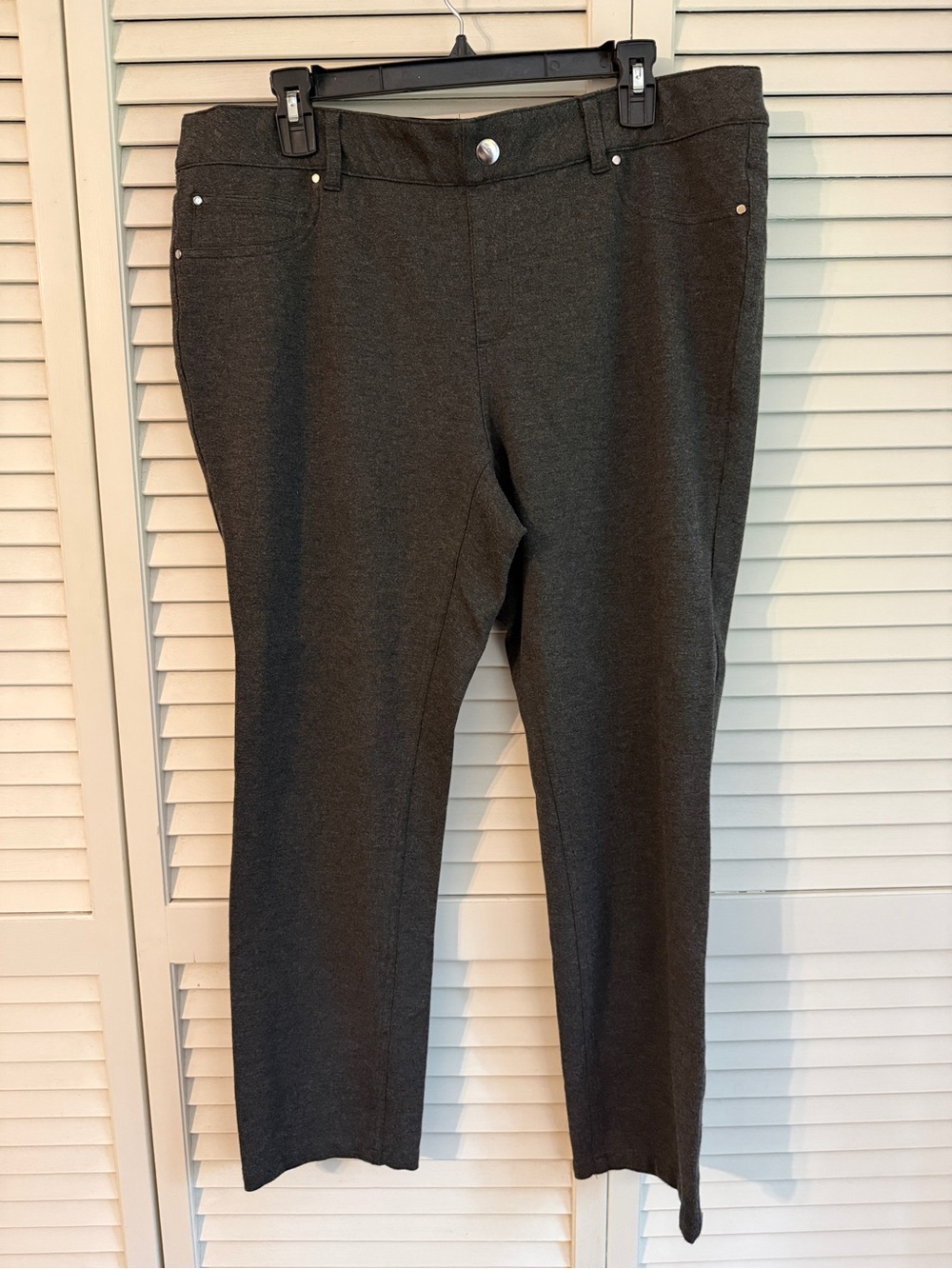 Rafaella Dark Gray Stretch Comfort Pants Straight Leg